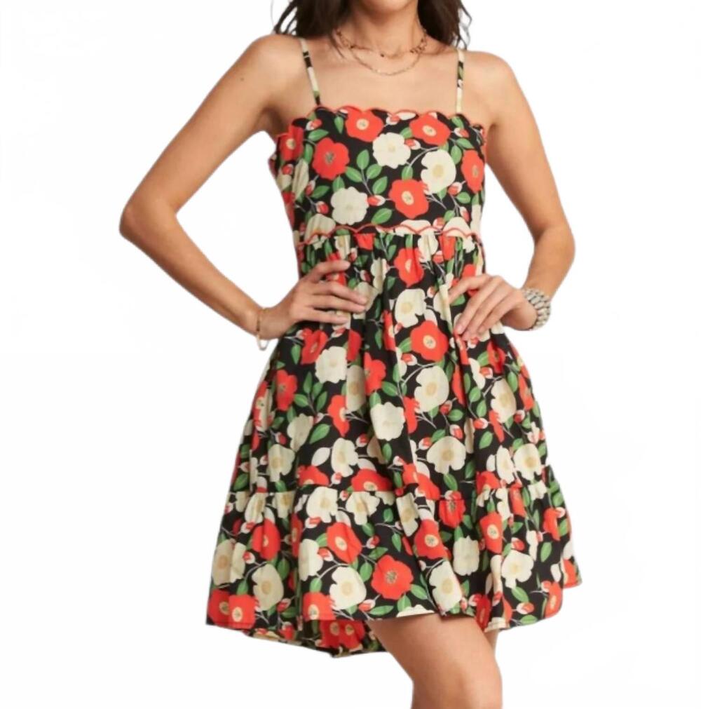 NEW DAVI & DANI open back floral mini dress in black